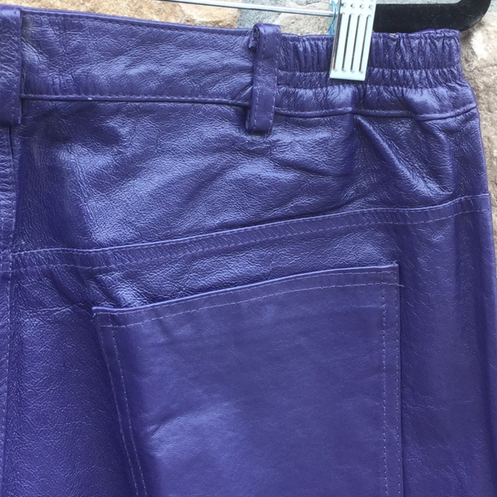 Purple leather pants disco retro chic cowgirl boho festival western concert - Picture 9 of 9